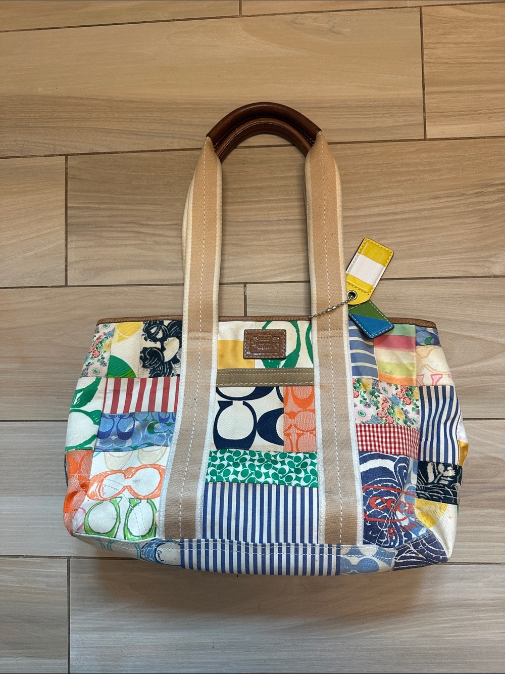 Coach VINTAGE Hampton Multicolor Patchwork Tote " No Hang Tag"